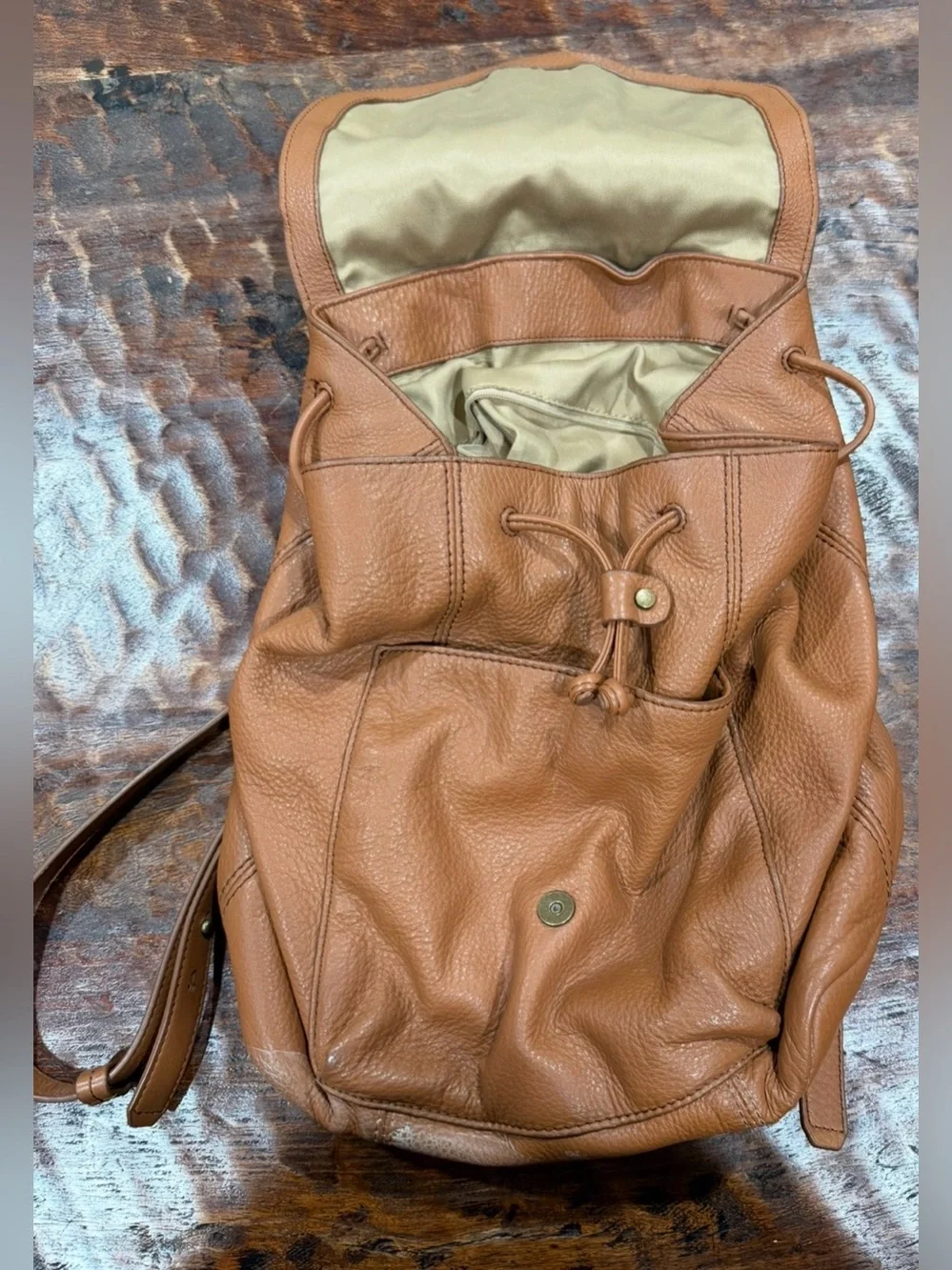 Luck Brand Tan Leather Backpack
